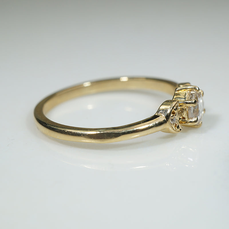 Rose Cut Diamond Crescent Moon Ring