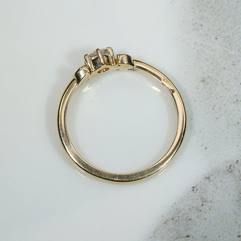 Rose Cut Diamond Crescent Moon Ring