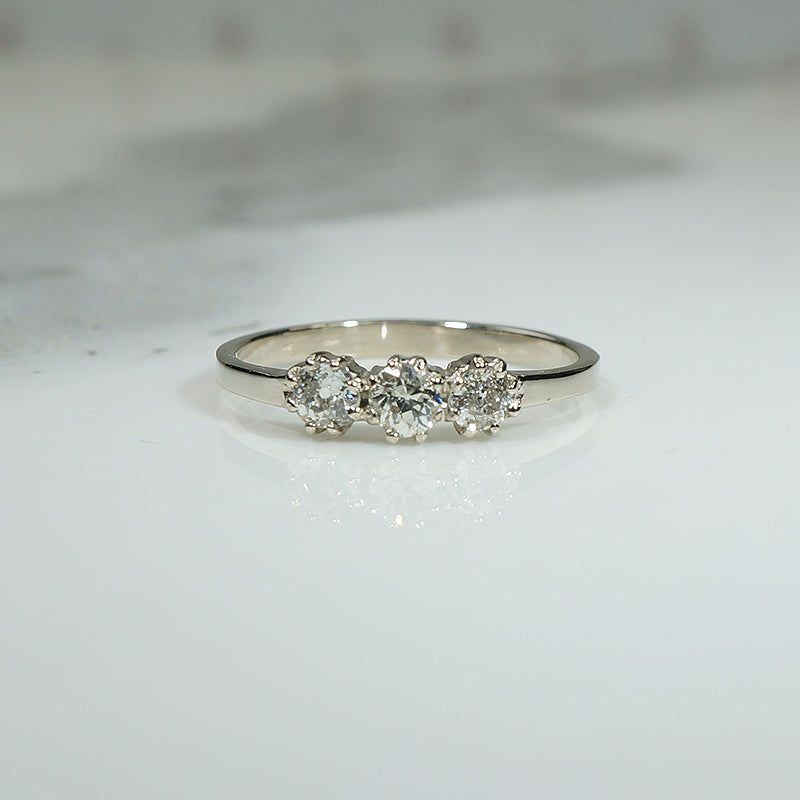 Darling Old Euro Cut Diamond Trilogy Ring by 720
