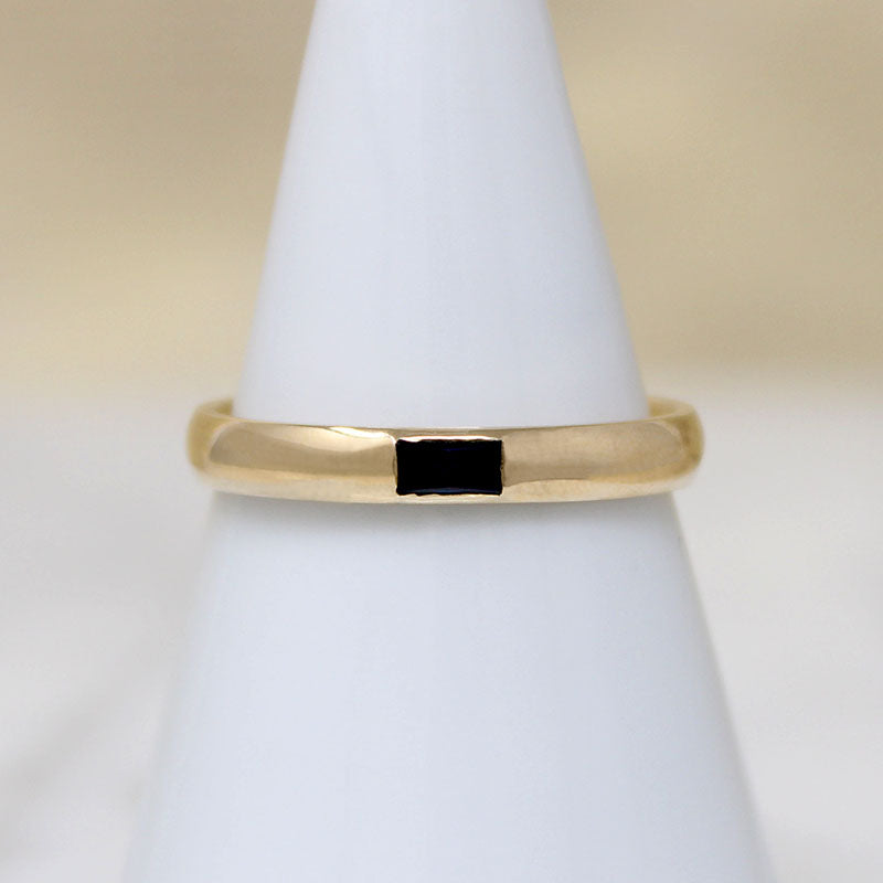 French Cut Sapphire in Curvy Gold Band by 720