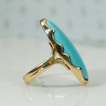 Graceful Turquoise in Handcrafted Gold Ring by 720