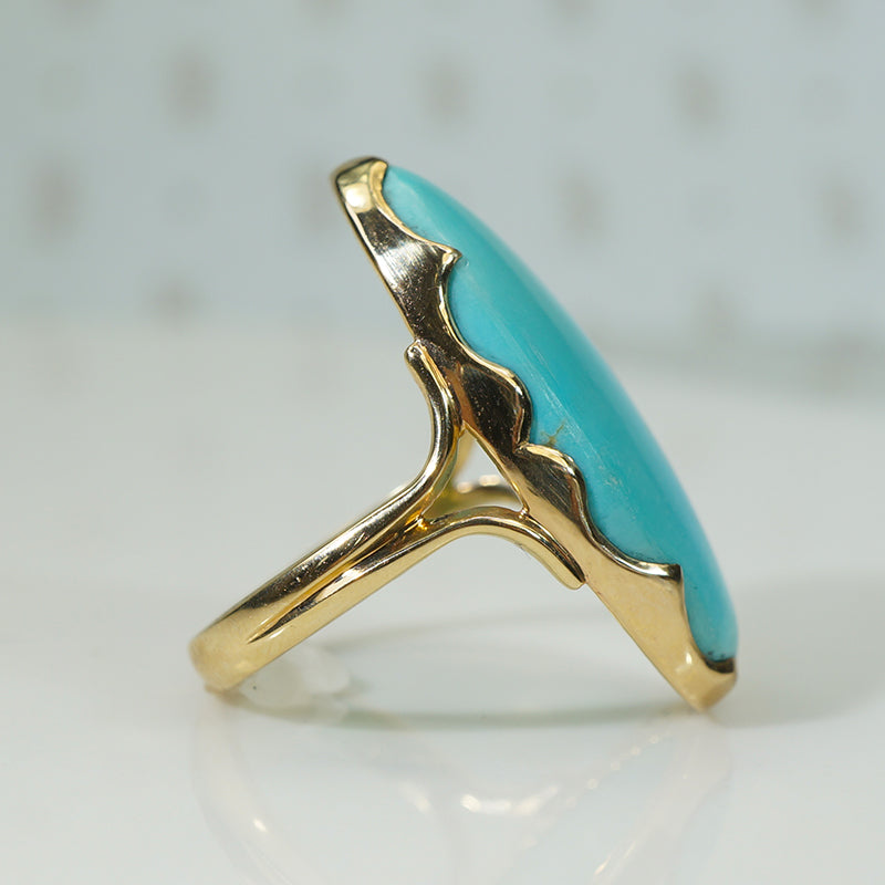 Graceful Turquoise in Handcrafted Gold Ring by 720