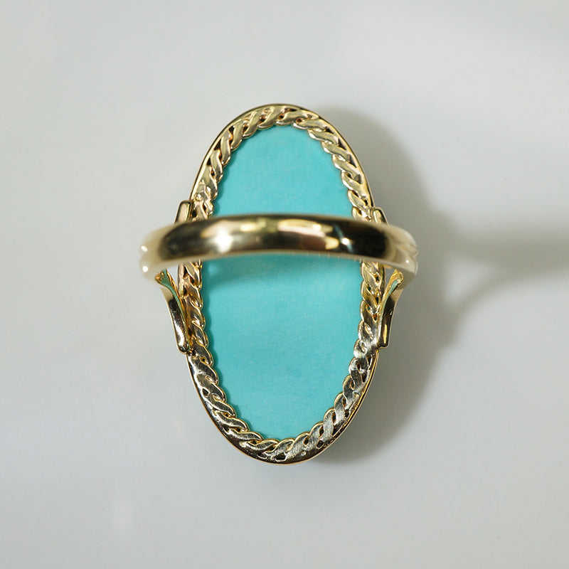 Graceful Turquoise in Handcrafted Gold Ring by 720