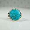 Vintage Turquoise in Sculpted Gold Bezel Ring by 720