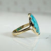 Vintage Turquoise in Sculpted Gold Bezel Ring by 720