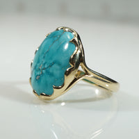 Vintage Turquoise in Sculpted Gold Bezel Ring by 720
