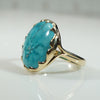 Vintage Turquoise in Sculpted Gold Bezel Ring by 720