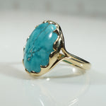 Vintage Turquoise in Sculpted Gold Bezel Ring by 720