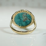 Vintage Turquoise in Sculpted Gold Bezel Ring by 720