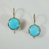 Dreamy Blue Turquoise in Sculpted Gold Earrings by 720