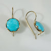 Dreamy Blue Turquoise in Sculpted Gold Earrings by 720