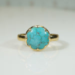 Beautiful Blue Turquoise in Waved Bezel Ring by 720