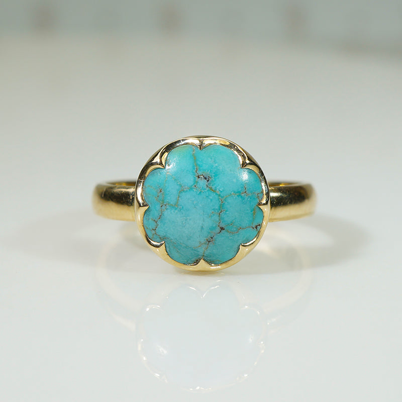 Beautiful Blue Turquoise in Waved Bezel Ring by 720