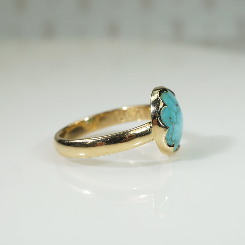 Beautiful Blue Turquoise in Waved Bezel Ring by 720