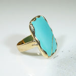 Kintsugi Inspired Turquoise and Gold Ring