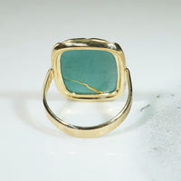 Kintsugi Inspired Turquoise and Gold Ring