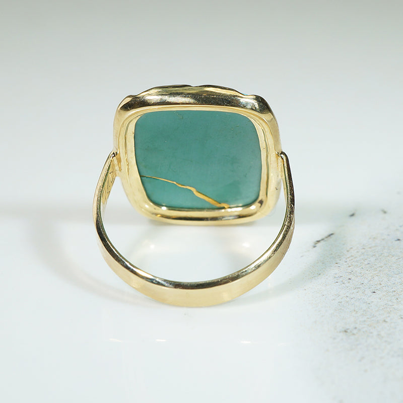 Kintsugi Inspired Turquoise and Gold Ring