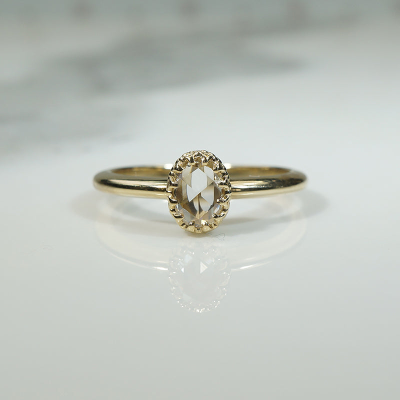 Oval Rose Cut Diamond in Engraved Bezel Ring by 720