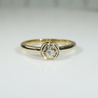 Golden Old Euro Cut Diamond in Split Bezel Ring by 720