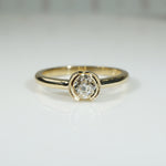 Golden Old Euro Cut Diamond in Split Bezel Ring by 720