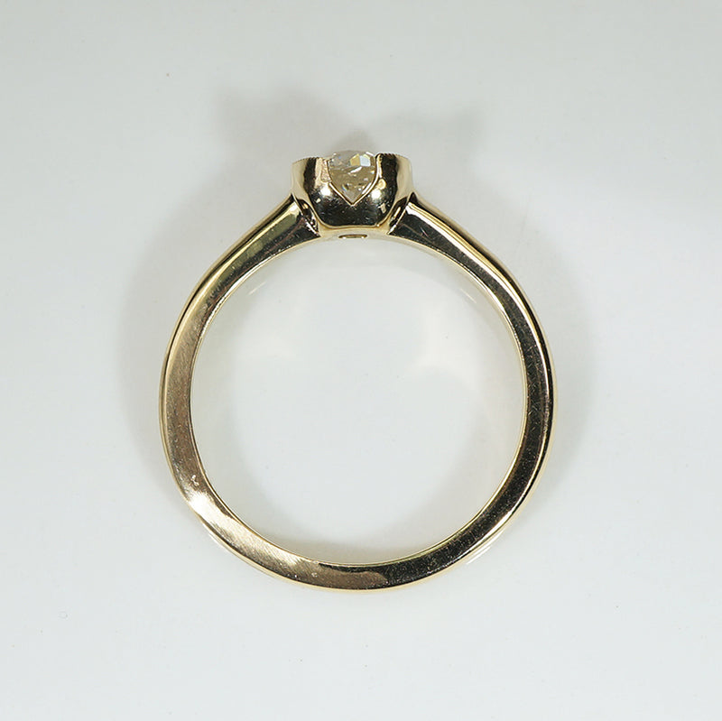 Golden Old Euro Cut Diamond in Split Bezel Ring by 720