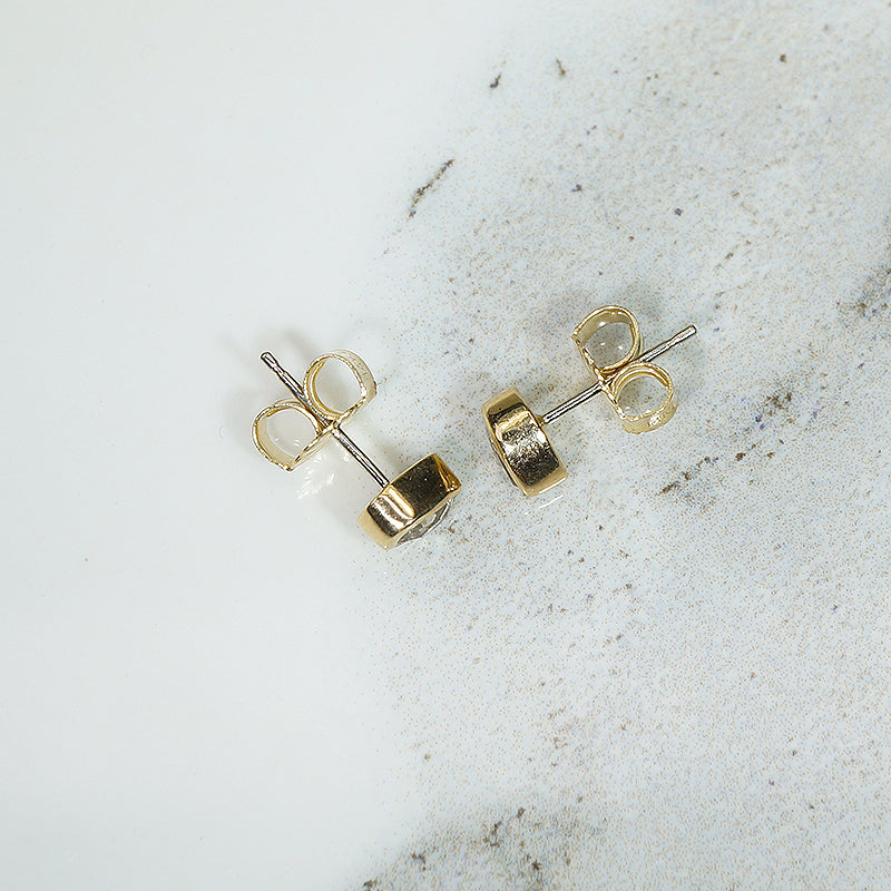 Rose Cut Diamonds in Gold Bezel Studs by 720