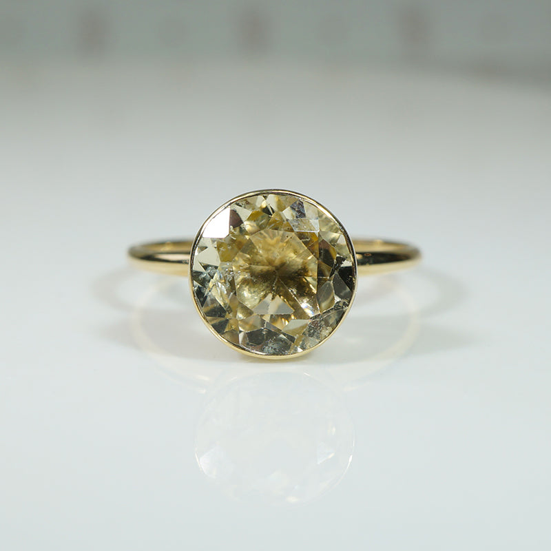 Bold Yellow Beryl in Modernist Ring by 720