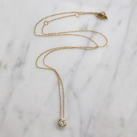 Classic .48ct Diamond Solitaire Gold Bezel Necklace