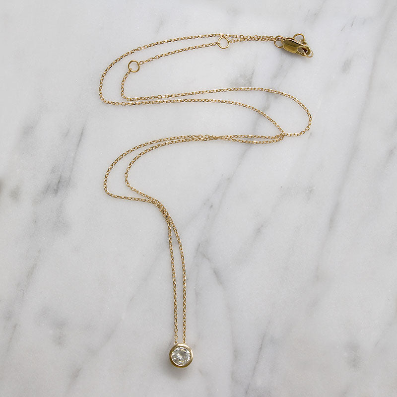 Classic .48ct Diamond Solitaire Gold Bezel Necklace