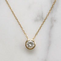 Classic .48ct Diamond Solitaire Gold Bezel Necklace