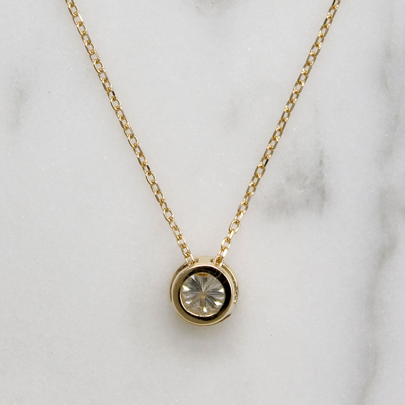 Classic .48ct Diamond Solitaire Gold Bezel Necklace