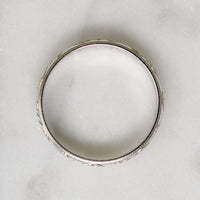 Recycled 14k White Gold Band with Engraved Vine Motif