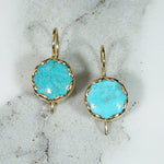 Pretty Turquoise in Gold Wave Bezel Earrings by 720