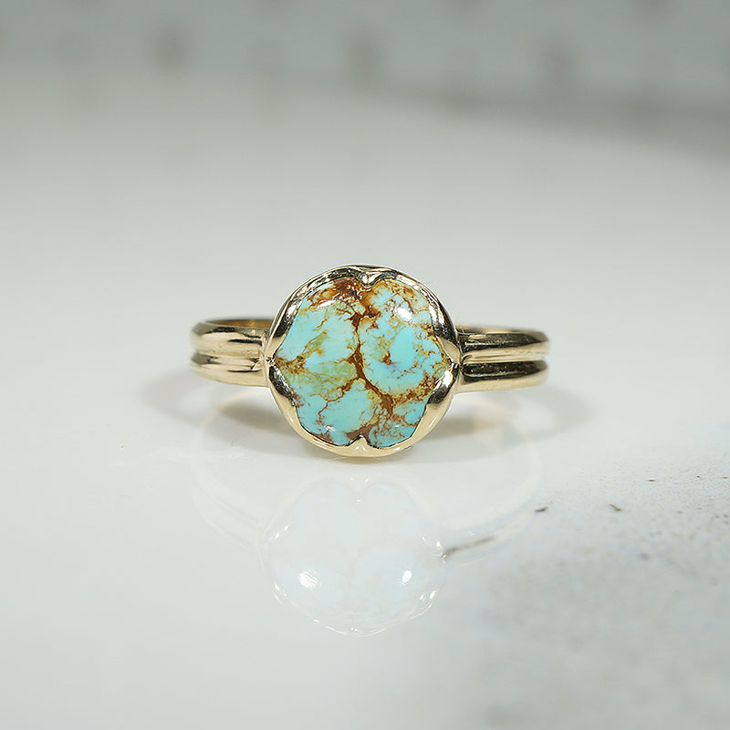 Cool Mint Chip Turquoise in Curvaceous Gold Ring by 720