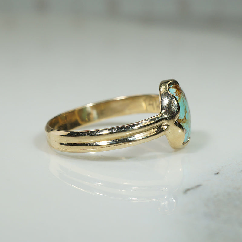 Cool Mint Chip Turquoise in Curvaceous Gold Ring by 720