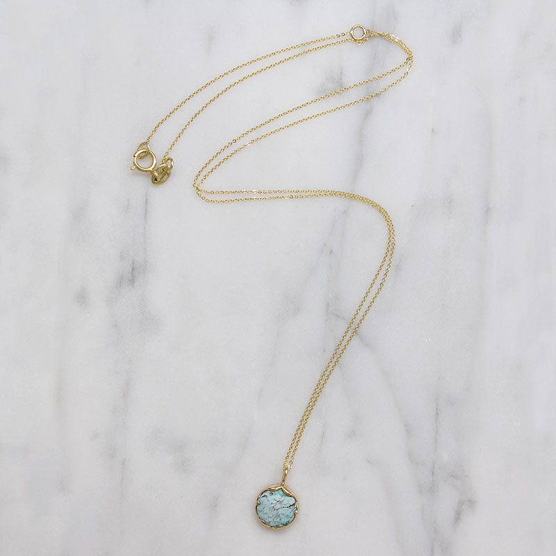 Dainty Pale Green Turquoise & Gold Necklace by 720