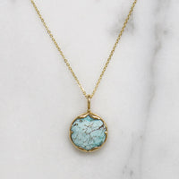 Dainty Pale Green Turquoise & Gold Necklace by 720