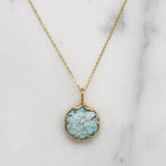 Dainty Pale Green Turquoise & Gold Necklace by 720