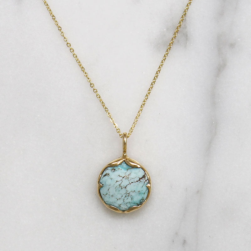 Dainty Pale Green Turquoise & Gold Necklace by 720