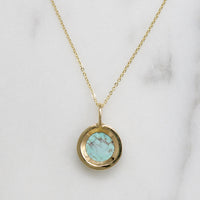 Dainty Pale Green Turquoise & Gold Necklace by 720