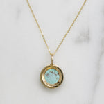 Dainty Pale Green Turquoise & Gold Necklace by 720