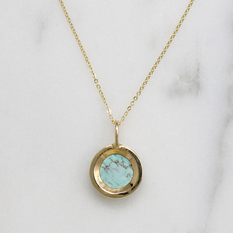 Dainty Pale Green Turquoise & Gold Necklace by 720