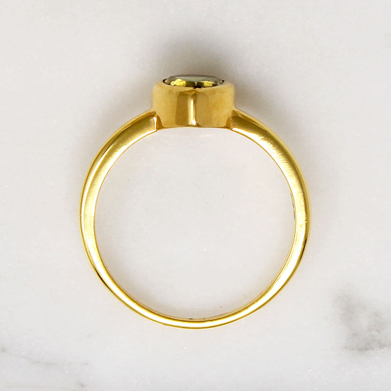 Rare Moldavite Teardrop in Gold Bezel Ring by 720