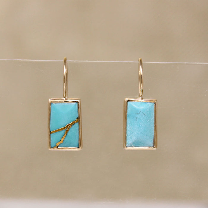 Kintsugi Inspired Turquoise & Gold Earrings by 720