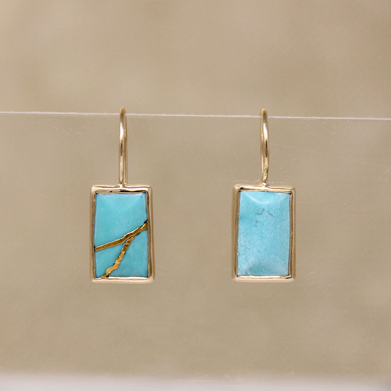 Kintsugi Inspired Turquoise & Gold Earrings by 720