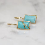 Kintsugi Inspired Turquoise & Gold Earrings by 720