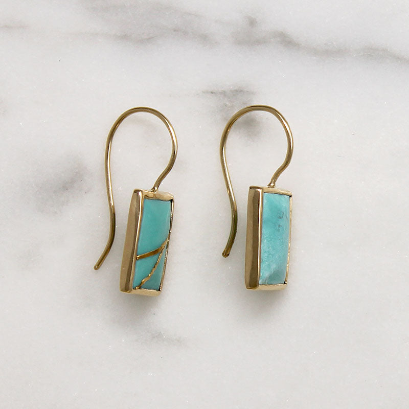 Kintsugi Inspired Turquoise & Gold Earrings by 720