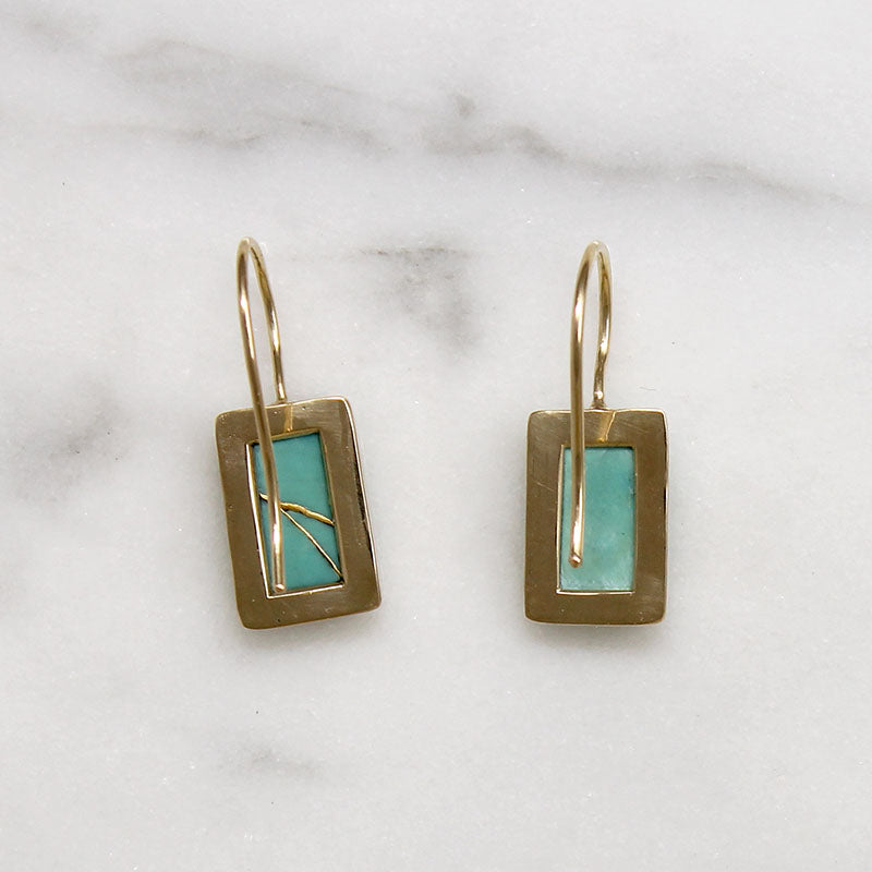 Kintsugi Inspired Turquoise & Gold Earrings by 720