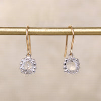 19th Century Old Mine Cut Crystals in Silver & Gold Earrings