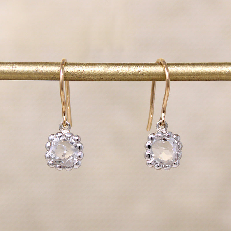 19th Century Old Mine Cut Crystals in Silver & Gold Earrings